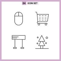 conjunto do 4 moderno ui ícones símbolos sinais para hardware floresta fazer compras linha abeto editável vetor Projeto elementos