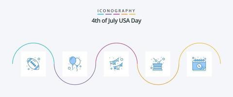 EUA azul 5 ícone pacote Incluindo independência. feriado. americano. tambor. festão vetor