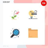 grupo do 4 plano ícones sinais e símbolos para flora o negócio natureza lápis gráfico editável vetor Projeto elementos