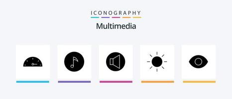 multimídia glifo 5 ícone pacote Incluindo . volume. visualizar. criativo ícones Projeto vetor