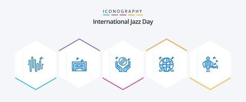 internacional jazz dia 25 azul ícone pacote Incluindo . música. mão. artista. música vetor