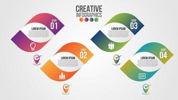 infográfico modelo de vetor de design moderno de cronograma para negócios com 4 etapas ou opções