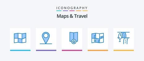 mapas e viagem azul 5 ícone pacote Incluindo . localização. rota. criativo ícones Projeto vetor