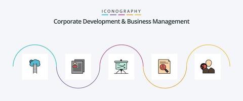 corporativo desenvolvimento e o negócio gestão linha preenchidas plano 5 ícone pacote Incluindo gráfico. plano. sobre. negócios. pessoal vetor