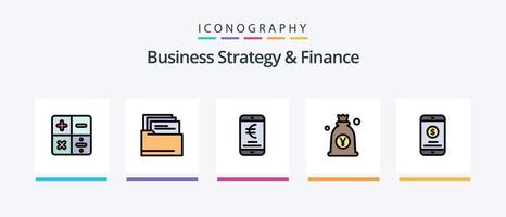 o negócio estratégia e finança linha preenchidas 5 ícone pacote Incluindo feriados. Tempo . Móvel dinheiro . cronograma .. criativo ícones Projeto vetor
