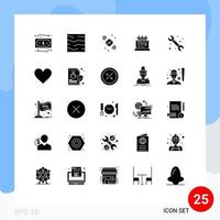 25 sólido glifo conceito para sites Móvel e apps encanamento mecânico Assistir Ciência teste editável vetor Projeto elementos