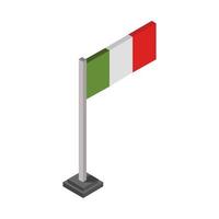 isométrica bandeira da itália em fundo branco vetor