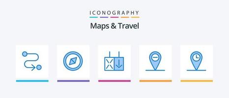 mapas e viagem azul 5 ícone pacote Incluindo . localização. . criativo ícones Projeto vetor