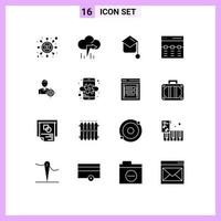 16 criativo ícones moderno sinais e símbolos do foco interface graduação imagem cabeçalho editável vetor Projeto elementos