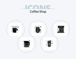 café fazer compras glifo ícone pacote 5 ícone Projeto. máquina. copo. café. café. quente vetor