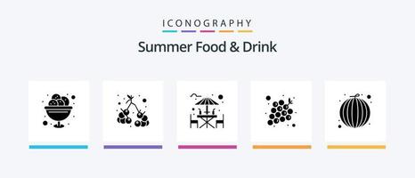 verão Comida e beber glifo 5 ícone pacote Incluindo vegetal. frutas. vinho. uvas. bebida. criativo ícones Projeto vetor