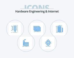 hardware Engenharia e Internet azul ícone pacote 5 ícone Projeto. personalizado. cartão. Ciência. tráfego. monitoramento vetor