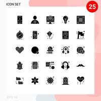 do utilizador interface pacote do 25 básico sólido glifos do idéia criativo favorito costas para escola globo editável vetor Projeto elementos