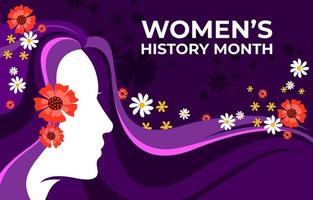 mês histórico das mulheres com fundo roxo vetor