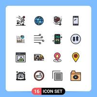 16 do utilizador interface plano cor preenchidas linha pacote do moderno sinais e símbolos do gráfico Huawei flor Móvel telefone editável criativo vetor Projeto elementos