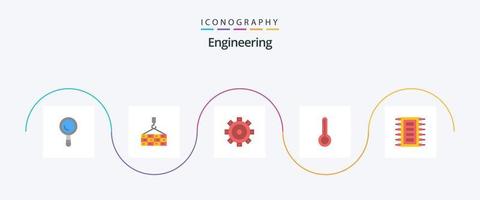 Engenharia plano 5 ícone pacote Incluindo conectar. lasca. prédio. hardware. clima vetor