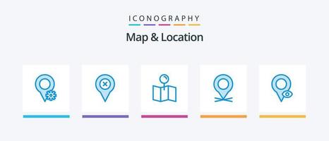 mapa e localização azul 5 ícone pacote Incluindo . mapa. ponteiro. localização. criativo ícones Projeto vetor