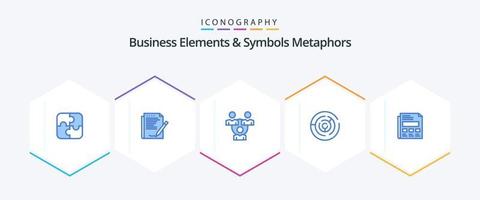 o negócio elementos e símbolos metáforas 25 azul ícone pacote Incluindo ponto. estratégia. papel. seta. comunicação vetor
