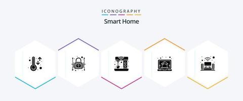 inteligente casa 25 glifo ícone pacote Incluindo inteligente. lar. privado. painel. casa vetor