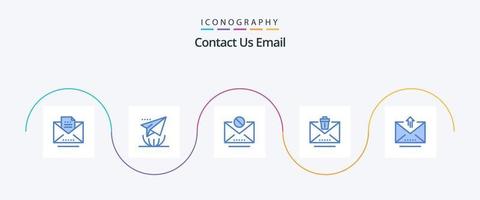 o email azul 5 ícone pacote Incluindo carta. lixo. e-mail. apagar. excluir vetor