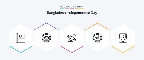 Bangladesh independência dia 25 linha ícone pacote Incluindo Bangladesh. bangladesh. moedas. Bangladesh. pardal vetor