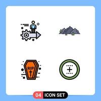 Móvel interface linha preenchida plano cor conjunto do 4 pictogramas do configuração árvore do utilizador panorama dia das Bruxas editável vetor Projeto elementos