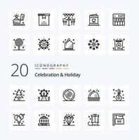 20 celebração feriado linha ícone pacote gostar Natal Natal placa celebração feriado vetor
