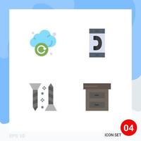 4 criativo ícones moderno sinais e símbolos do nuvem construção tecnologia contato auto fixação editável vetor Projeto elementos