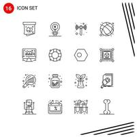 16 criativo ícones moderno sinais e símbolos do computador esporte logotipo jogos bola editável vetor Projeto elementos