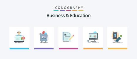 o negócio e Educação plano 5 ícone pacote Incluindo apresentação. análise. garantia. retomar. página. criativo ícones Projeto vetor