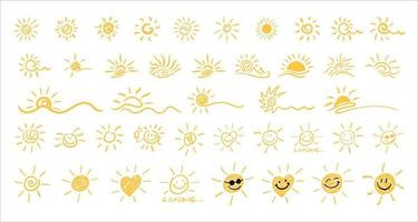 símbolo do sol. ícone de sol desenhado de mão. vetor