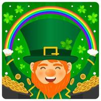 leprechaun bonito com arco-íris para celebrar st. dia de patrick vetor