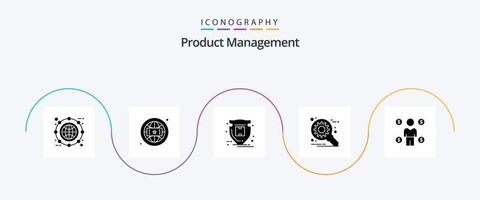 produtos gestão glifo 5 ícone pacote Incluindo negócios. otimização. on-line. desenvolvimento. parcela vetor