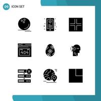 9 sólido glifo conceito para sites Móvel e apps Páscoa ovo decoração Móvel http erro erro editável vetor Projeto elementos