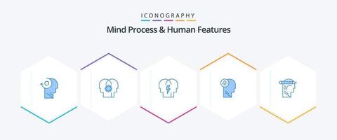 mente processo e humano características 25 azul ícone pacote Incluindo cabeça. mente. conflito. ideia. o negócio vetor