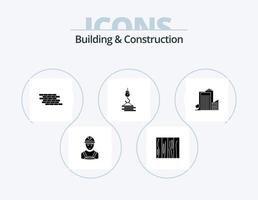 construção e construção glifo ícone pacote 5 ícone Projeto. prédio. tijolos. Projeto. tijolo. segurança vetor