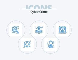 cyber crime azul ícone pacote 5 ícone Projeto. perceber. crime. espião louça. conexão. ladrao vetor