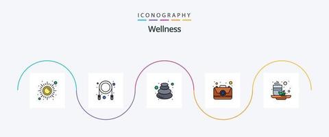 bem estar linha preenchidas plano 5 ícone pacote Incluindo copo. primeiro. quente. emergência. pedra vetor
