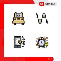 4 universal linha preenchida plano cor sinais símbolos do ônibus som transporte hertz o negócio editável vetor Projeto elementos