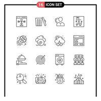 moderno conjunto do 16 esboços pictograma do tela escudo Lixo proteção pessoa editável vetor Projeto elementos