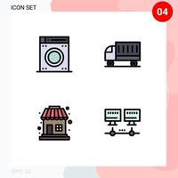 do utilizador interface pacote do 4 básico linha preenchida plano cores do lavando compras carro transporte computador editável vetor Projeto elementos