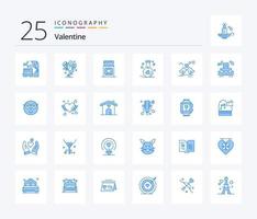 namorados 25 azul cor ícone pacote Incluindo amar. casamento. remédio. coração. frasco vetor