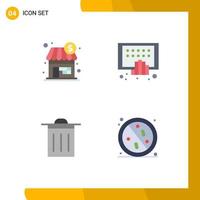 Móvel interface plano ícone conjunto do 4 pictogramas do fazer compras básico dólar Móvel ui editável vetor Projeto elementos
