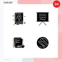 4 sólido glifo conceito para sites Móvel e apps livro café Aprendendo cavalete mercado editável vetor Projeto elementos