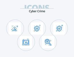 cyber crime azul ícone pacote 5 ícone Projeto. escudo. segurança. emergência. proteger. antivírus vetor
