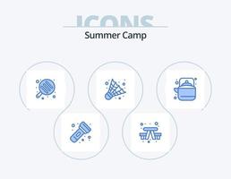 verão acampamento azul ícone pacote 5 ícone Projeto. chá. ar livre. acampamento. acampamento. acampamento vetor