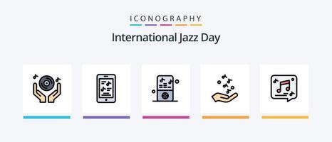 internacional jazz dia linha preenchidas 5 ícone pacote Incluindo ipod . música. microfone .. criativo ícones Projeto vetor