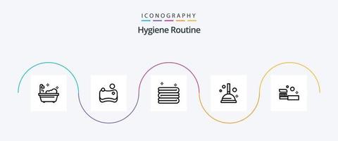 higiene rotina linha 5 ícone pacote Incluindo . banho. toalha. limpeza. banho vetor