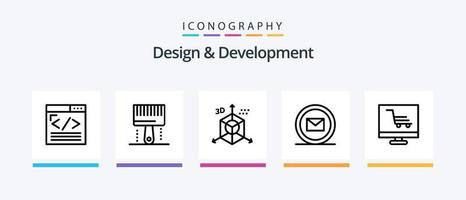 Projeto e desenvolvimento linha 5 ícone pacote Incluindo geometria. Projeto. rede Projeto. programação. Projeto. criativo ícones Projeto vetor