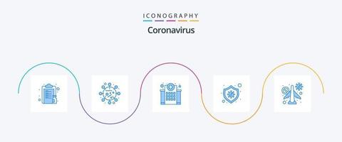 coronavírus azul 5 ícone pacote Incluindo vírus. segurança. vírus. proteção. médico vetor